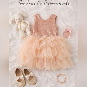 Toddler Girls Sequins & Tulle Flower Girl / Formal Dress with Sequin Bow size 2T